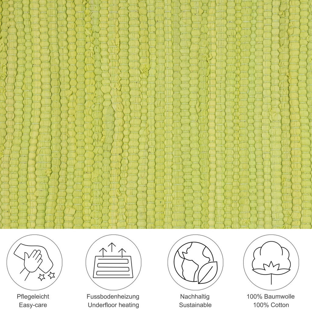 Thumbnail - Rug and Roll Fleckerlteppich, Limette, Textil, Uni, Freiform, 70x250 cm, für Fußbodenheizung geeignet, Teppiche & Böden,...