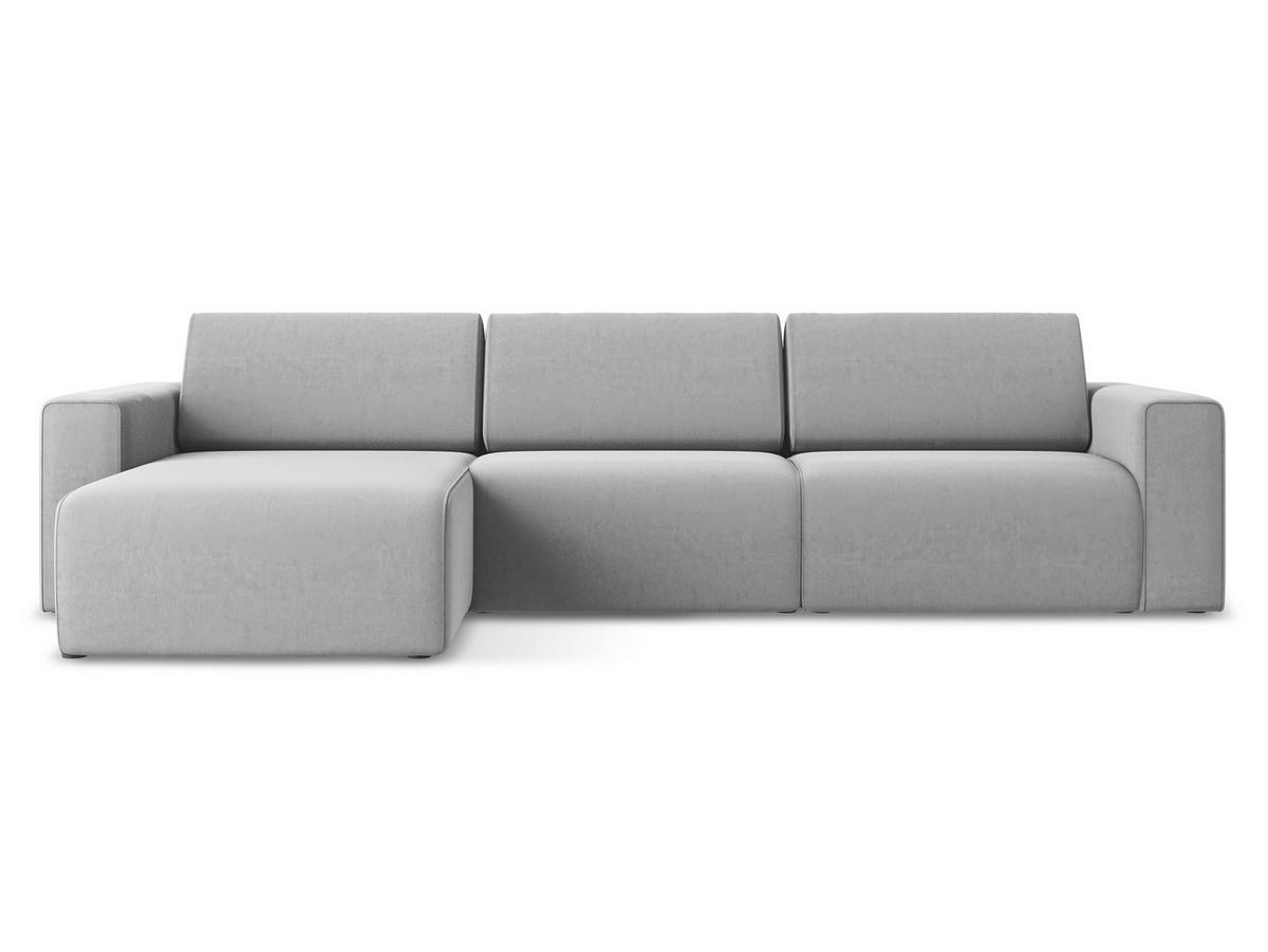 ECKSOFA Links Samt Stoff Grau - Creme/Schwarz, Kunststoff/Textil (167/314cm) - Makamii