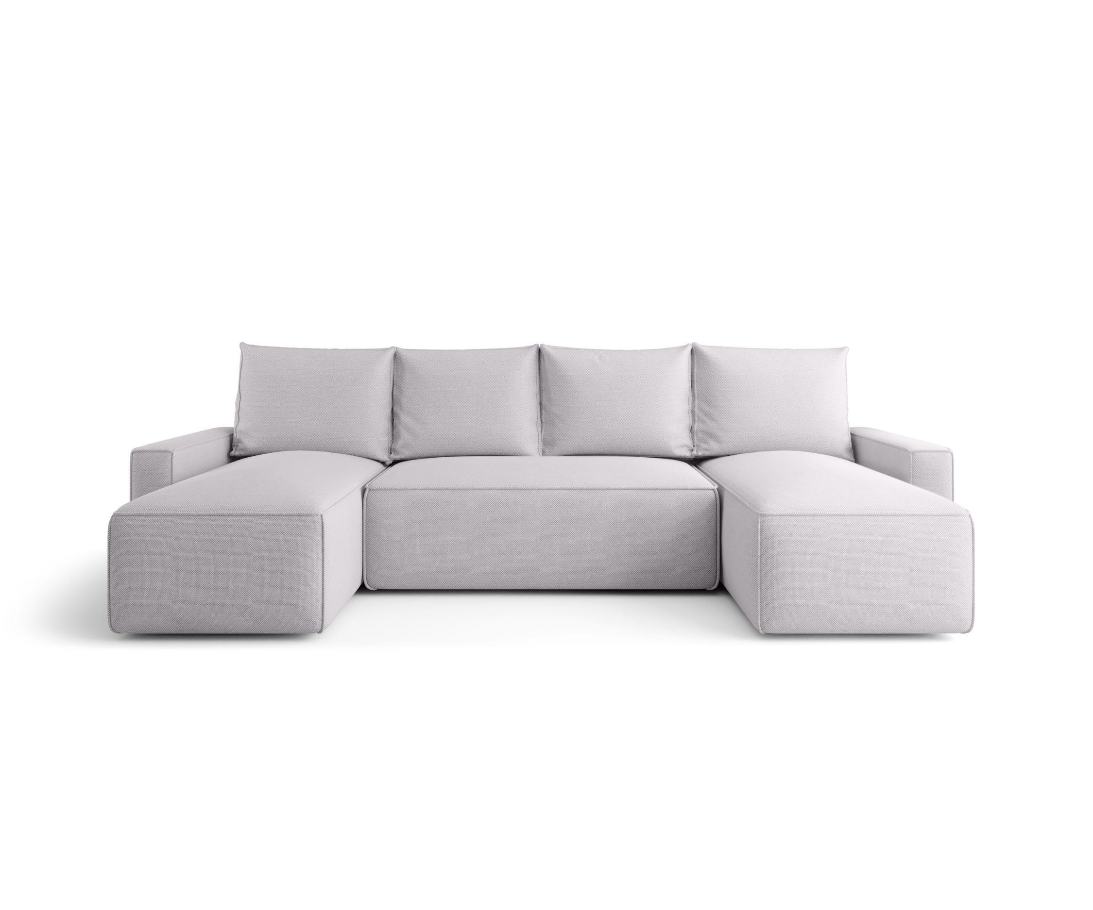 WOHNLANDSCHAFT mit Schlaffunktion SAVIO U Curio 80 - Hellgrau, Textil (300/75/140cm) - Bedante