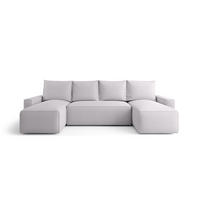 WOHNLANDSCHAFT mit Schlaffunktion SAVIO U Curio 80 - Hellgrau, Textil (300/75/140cm) - Bedante