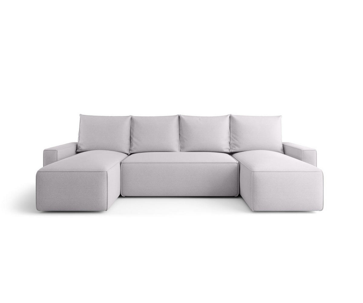 WOHNLANDSCHAFT mit Schlaffunktion SAVIO U Curio 80 - Hellgrau, Textil (300/75/140cm) - Bedante