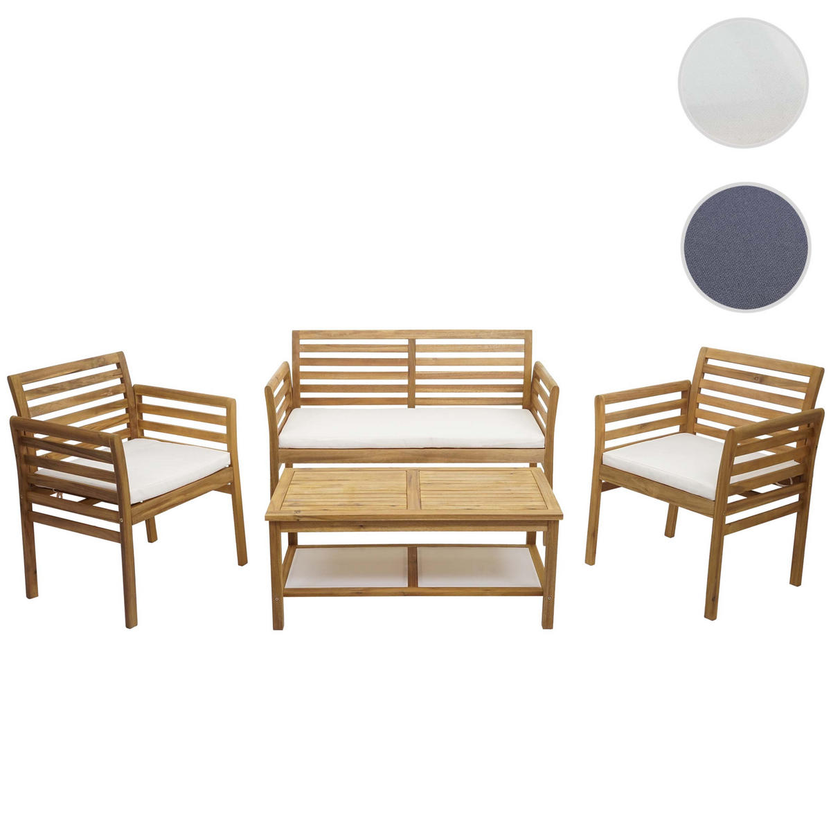 GARTENGARNITUR E99B Braun, Cremeweiß - Creme/Braun, Holz - MCW