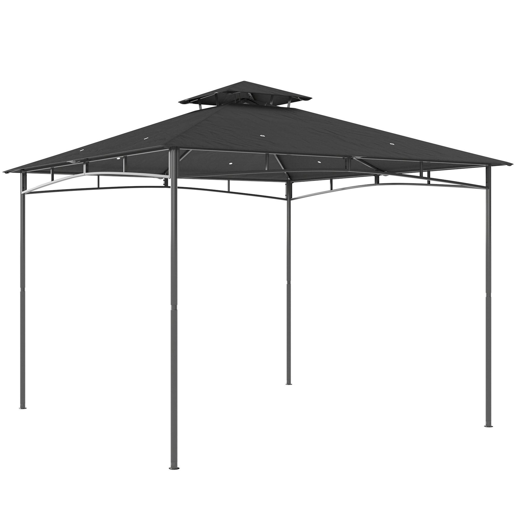 PAVILLON 3x3m Wasserabweisend Stabil Winterfest Gartenpavillon mit zurückziehbar Obenrahmen Doppeldach Dunkelgrau - Dunkelgrau, Textil (300/285/300cm)