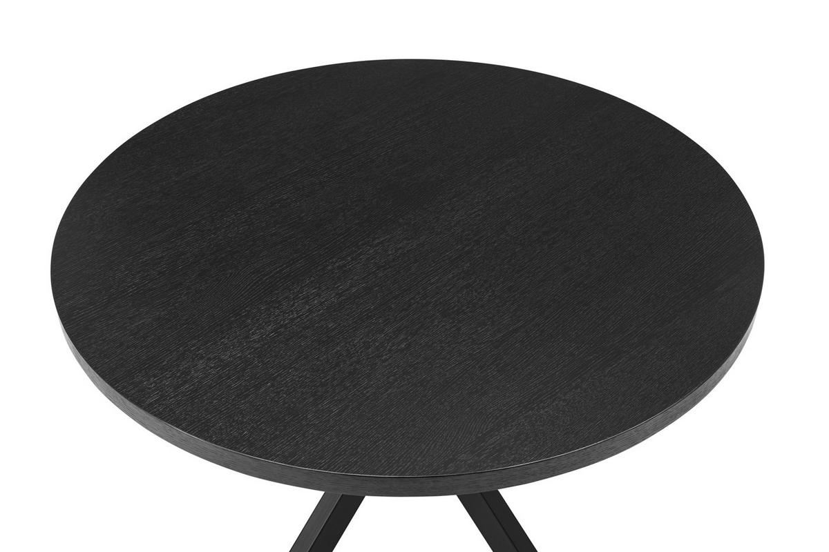 ESSTISCH rund aus Eichenholz 120cm, schwarz - Schwarz, Holz/Metall (120/120/75cm) - Giga Meubel