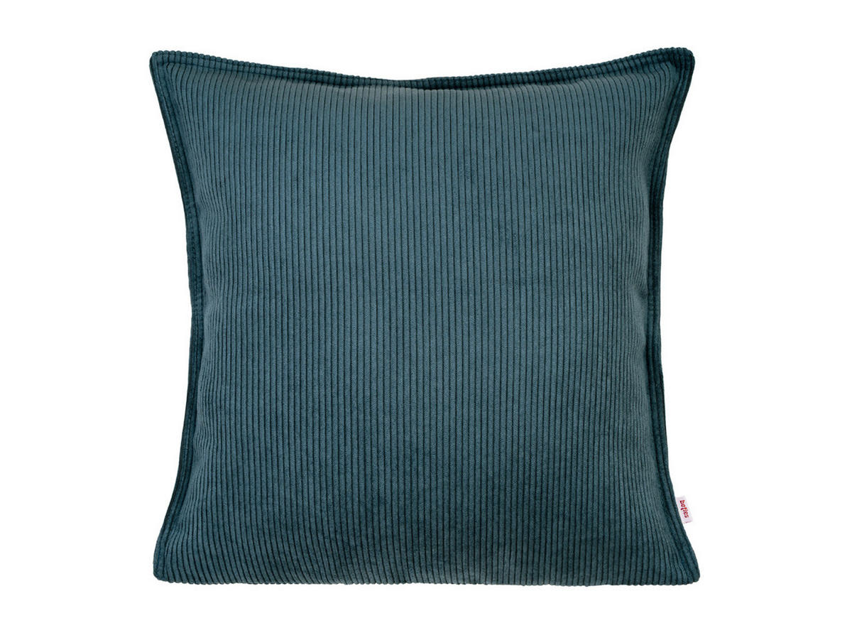 KISSENHÜLLE HYggelig No.1 nord-blau Cord-Samt 50/50 cm - Blau, Textil (50/50cm) - beties Heimtextil