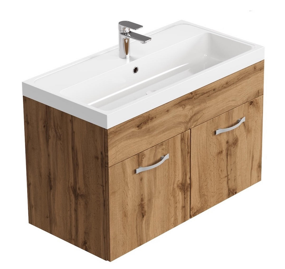 BADMÖBEL-SET Paso 2 Teile Eiche - 80 x 35 x 55 cm - Eichefarben, Holz (80/55/40cm) - Badplaats