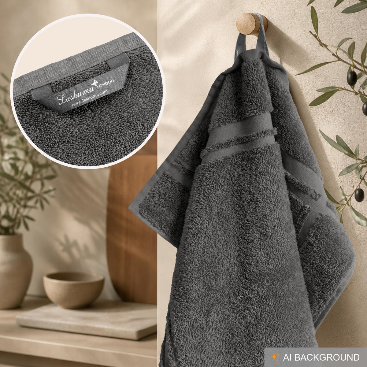 FROTTEE Küchenhandtücher 50x50 cm, 4er Set, Anthrazit Grau - Anthrazit, Textil (50/50cm) - Lashuma
