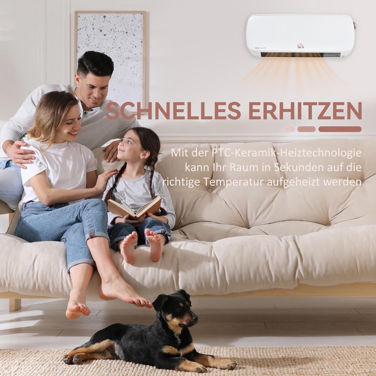 HEIZLÜFTER ABS Kunststoff Weiß - Weiß, Kunststoff (18.6/11.5/45cm) - HOMCOM