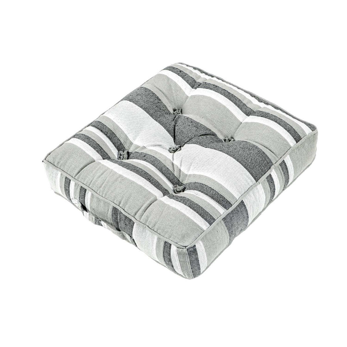 SITZKISSEN Morocco grau-weiß gestreift 40/40/8 cm - Hellgrau, Textil (40/40/8cm) - Homescapes
