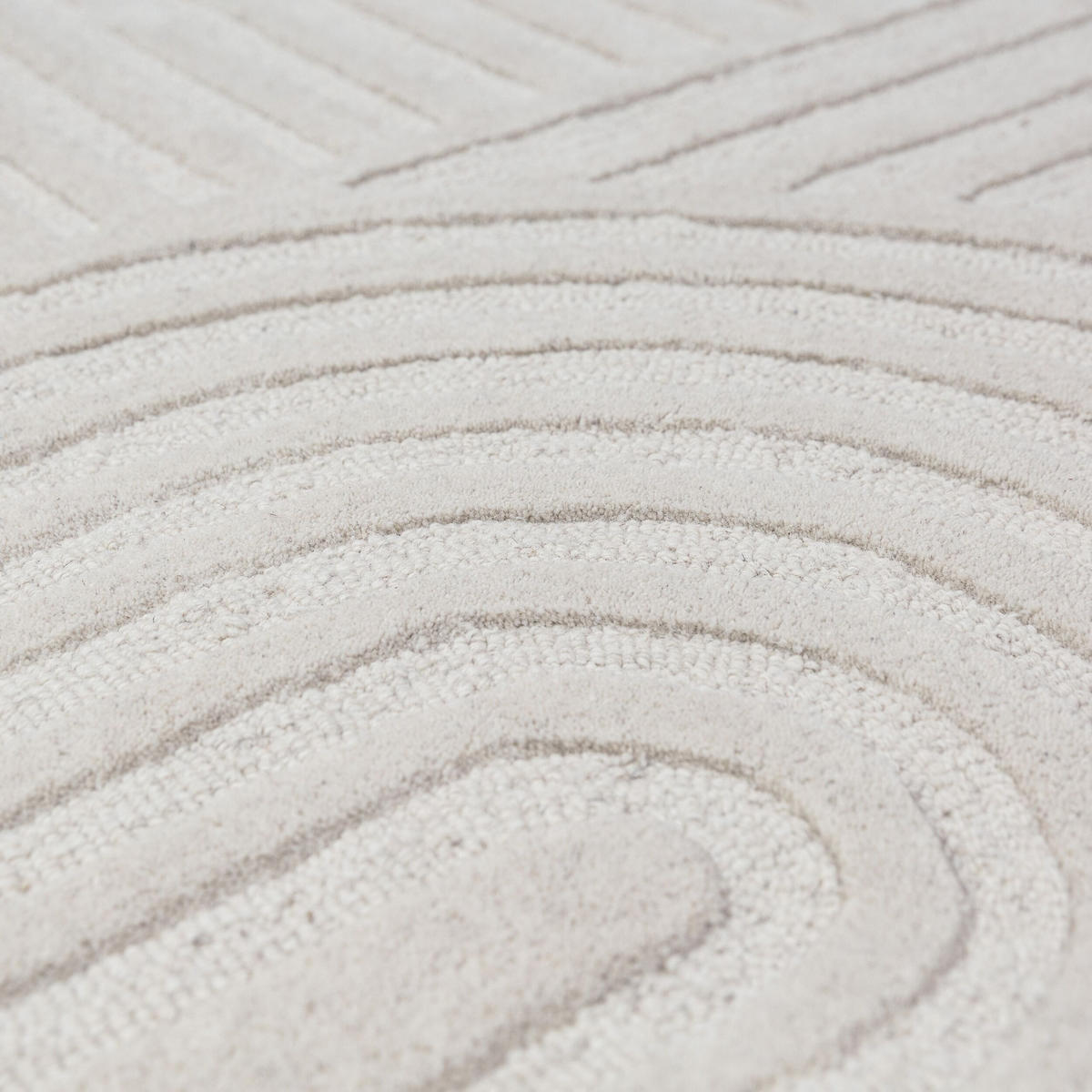 TEPPICH aus Wolle LEVEN in Elfenbein, geometrisch, Ø 160 cm - Champagner, Textil (160/160cm) - KADIMA DESIGN