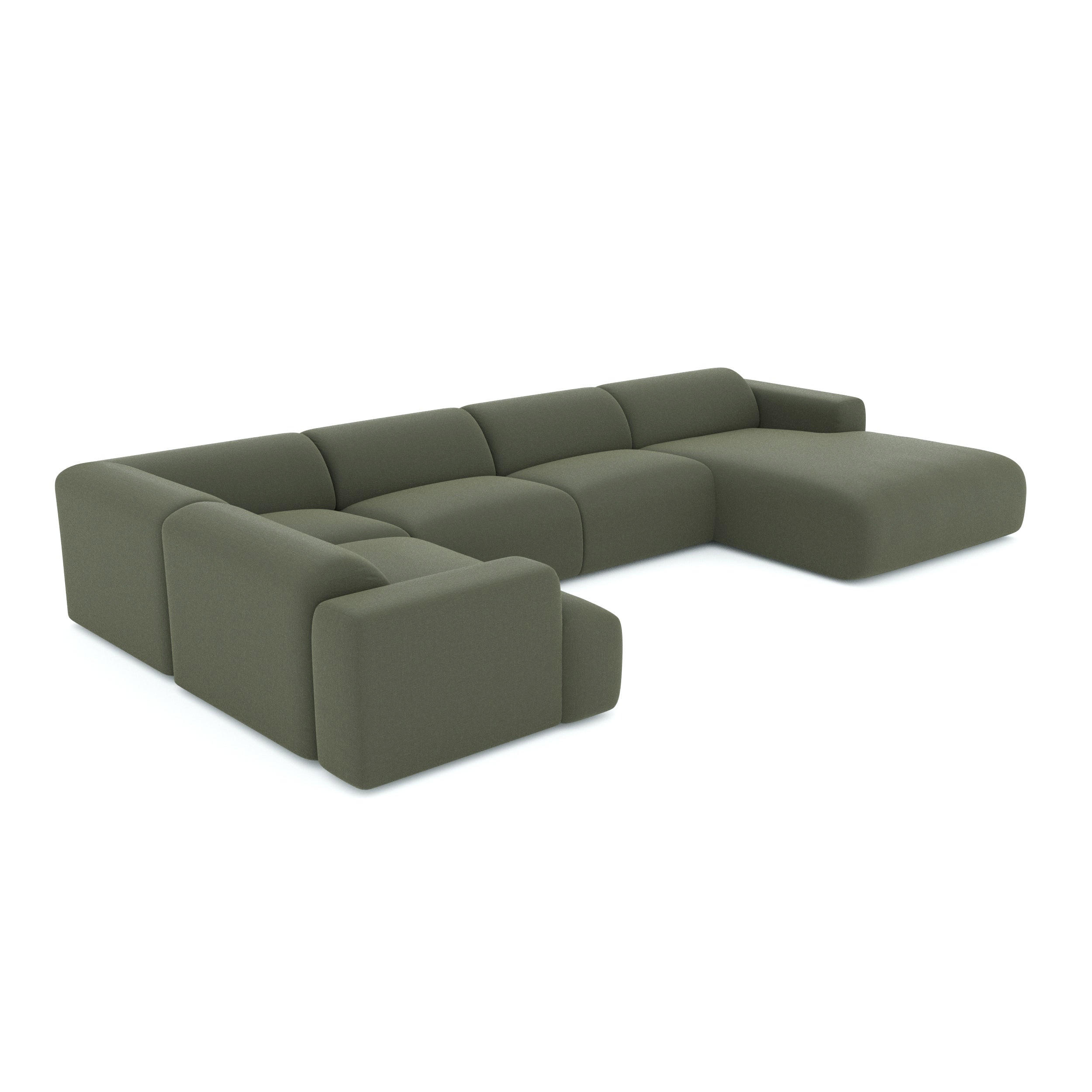 PANORAMA-SOFA Tissu tramé Olivgrün 354cm - Olivgrün/Grün, Textil (354/73/200cm) - Sia Home