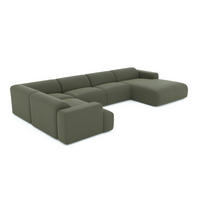 PANORAMA-SOFA Tissu tramé Olivgrün 354cm - Olivgrün/Grün, Textil (354/73/200cm) - Sia Home