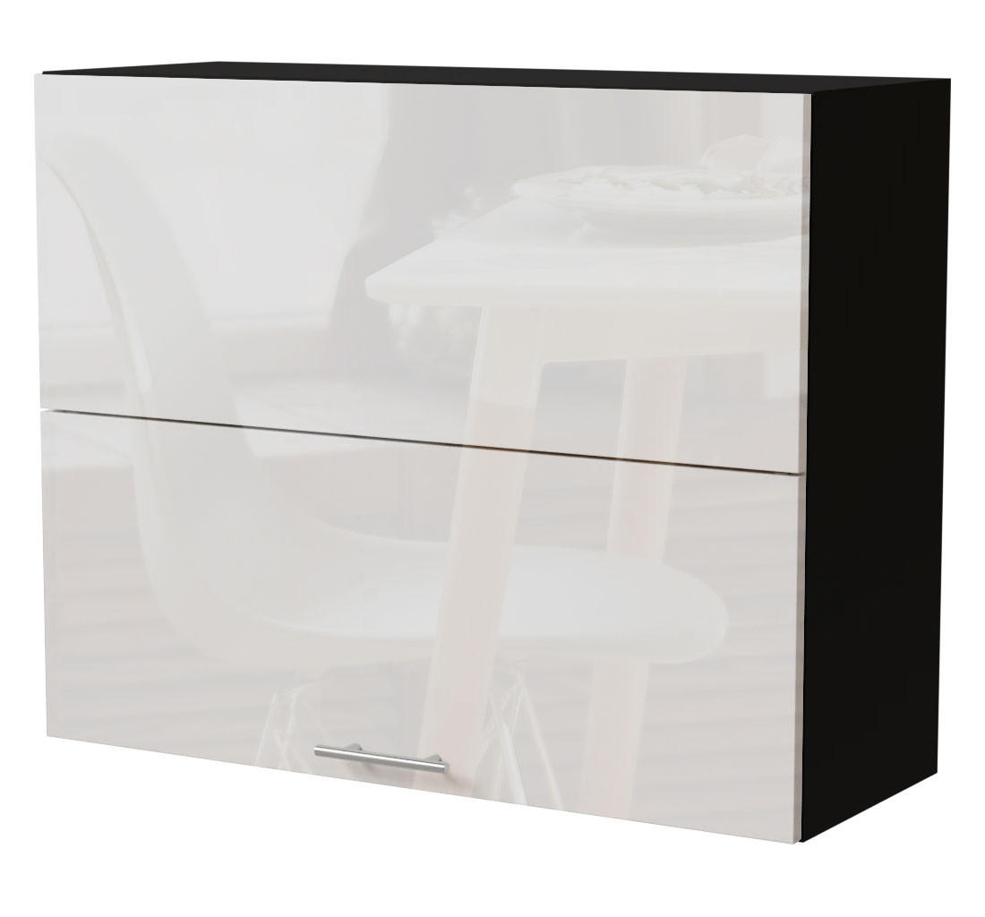 KÜCHENHÄNGESCHRANK Essen W8B/90-AV Weiß Hochglanz / Schwarz Matt 90 / 32,5 / 72cm - Weiß Hochglanz/Schwarz, Holz/Holzwerkstoff (90/72/32.5cm) - Feldmann-Wohnen