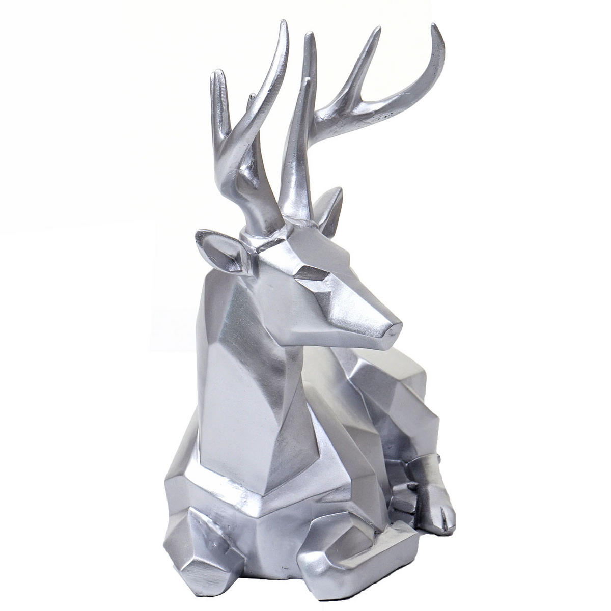 DEKO FIGUR HIRSCH Silber - Silberfarben, Stein (33/30/15cm) - MCW