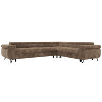 ECKSOFA NORDEN L - Braun Cord - Links Seite - Schwarz/Braun, Textil/Metall (269/329cm) - MKS
