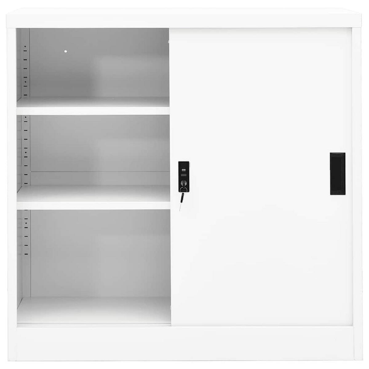 BÜROSCHRANK Mit Schiebetür Weiss 90/40/90 Cm Stahl - Weiß, Metall (40/90/90cm) - vidaXL