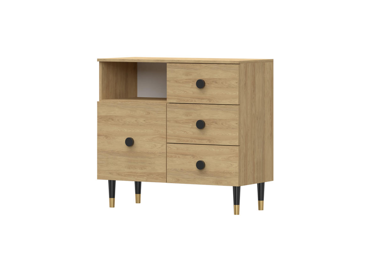 KOMMODE - Klein Kommode 3SD LAUX - Eichefarben, Holzwerkstoff (100/90/40cm) - Möblo
