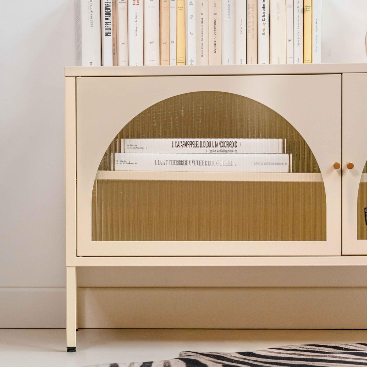 TV-SCHRANK, Weiß - Ecru/Weiß, Metall (115/60/35cm) - Oviala