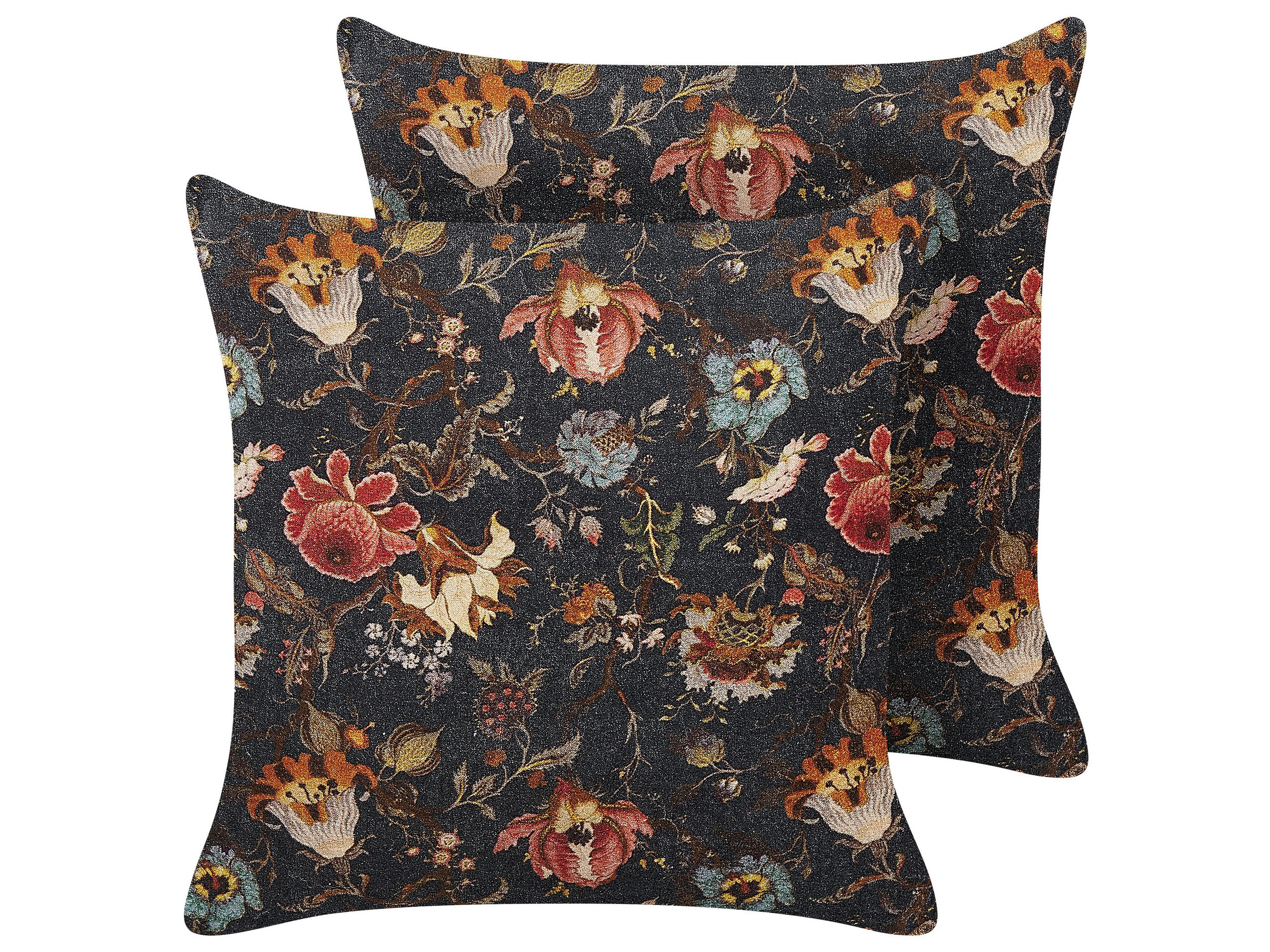 DEKOKISSEN 2er-Set Bunt 45/45 cm Ramonda - Multicolor, Textil (45/45cm) - Beliani