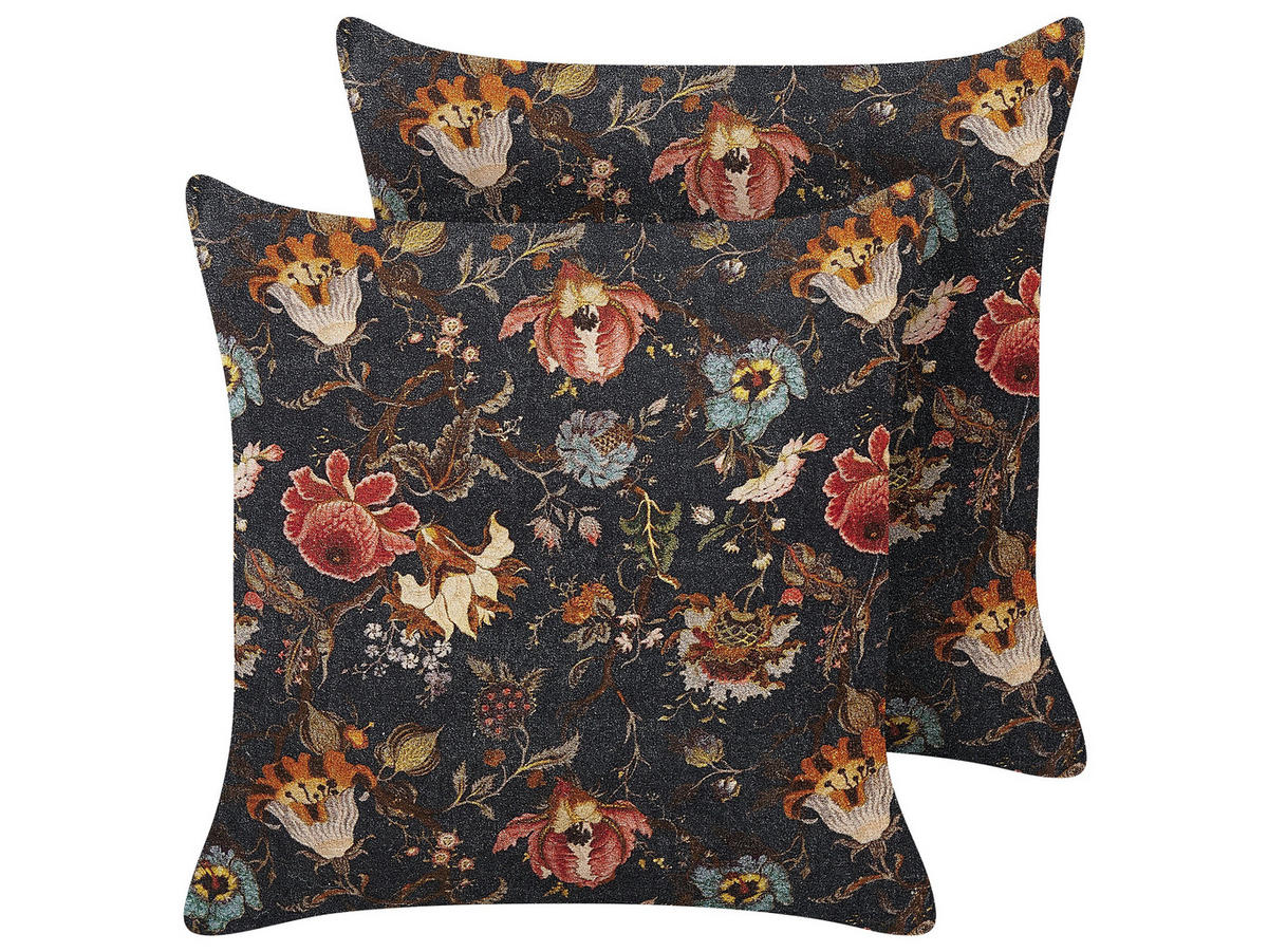 DEKOKISSEN 2er-Set Bunt 45/45 cm Ramonda - Multicolor, Textil (45/45cm) - Beliani