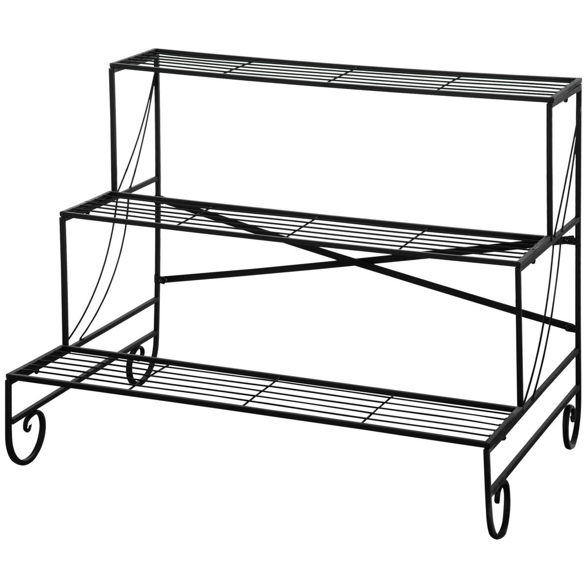 BLUMENSTÄNDER DE-05342 3 Stufen, Metall Schwarz - Schwarz, Metall (95/63/72cm) - ComfortXL