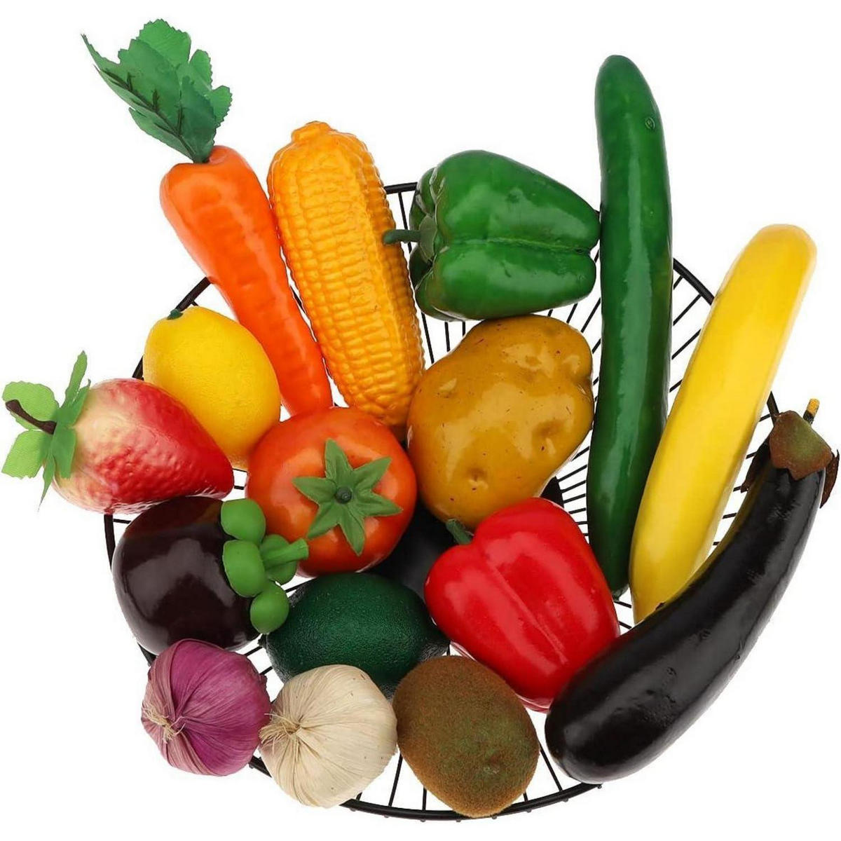 KÜNSTLICHES Obst und Gemüse 16-teiliges Set - Multicolor, Kunststoff (13.4cm)