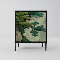 SIDEBOARD VERDURE ABYSS, Schwarz, 57,5x42x72,5 cm, Schwarze Metallfüße - Multicolor/Schwarz, Holzwerkstoff/Metall (57.5/72.5/42cm) - SpaceRebels