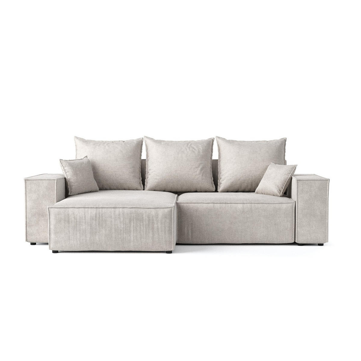 ROHOVÁ SEDAČKA SENSO, textil, Světle béžová - černá/béžová, dřevo/kompozitní dřevo (255/148cm) - AltaBeds