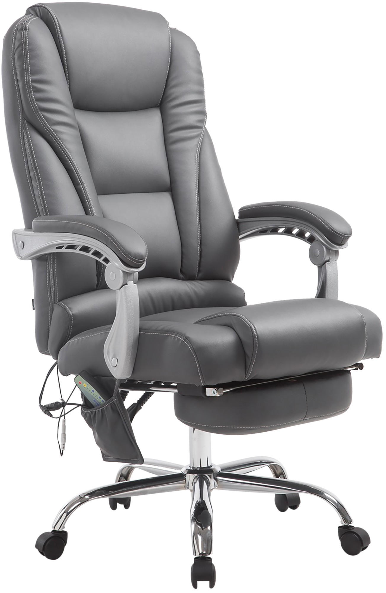 CHEFSESSEL Lederlook grau - Chromfarben/Grau, Textil/Metall (68/118/64cm) - CLP