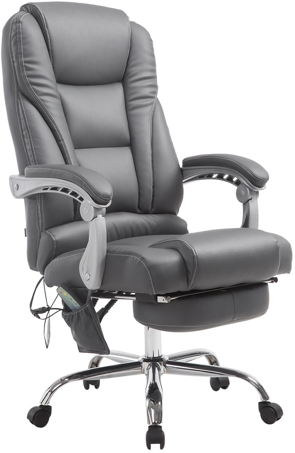 CHEFSESSEL Lederlook grau - Chromfarben/Grau, Textil/Metall (68/118/64cm) - CLP