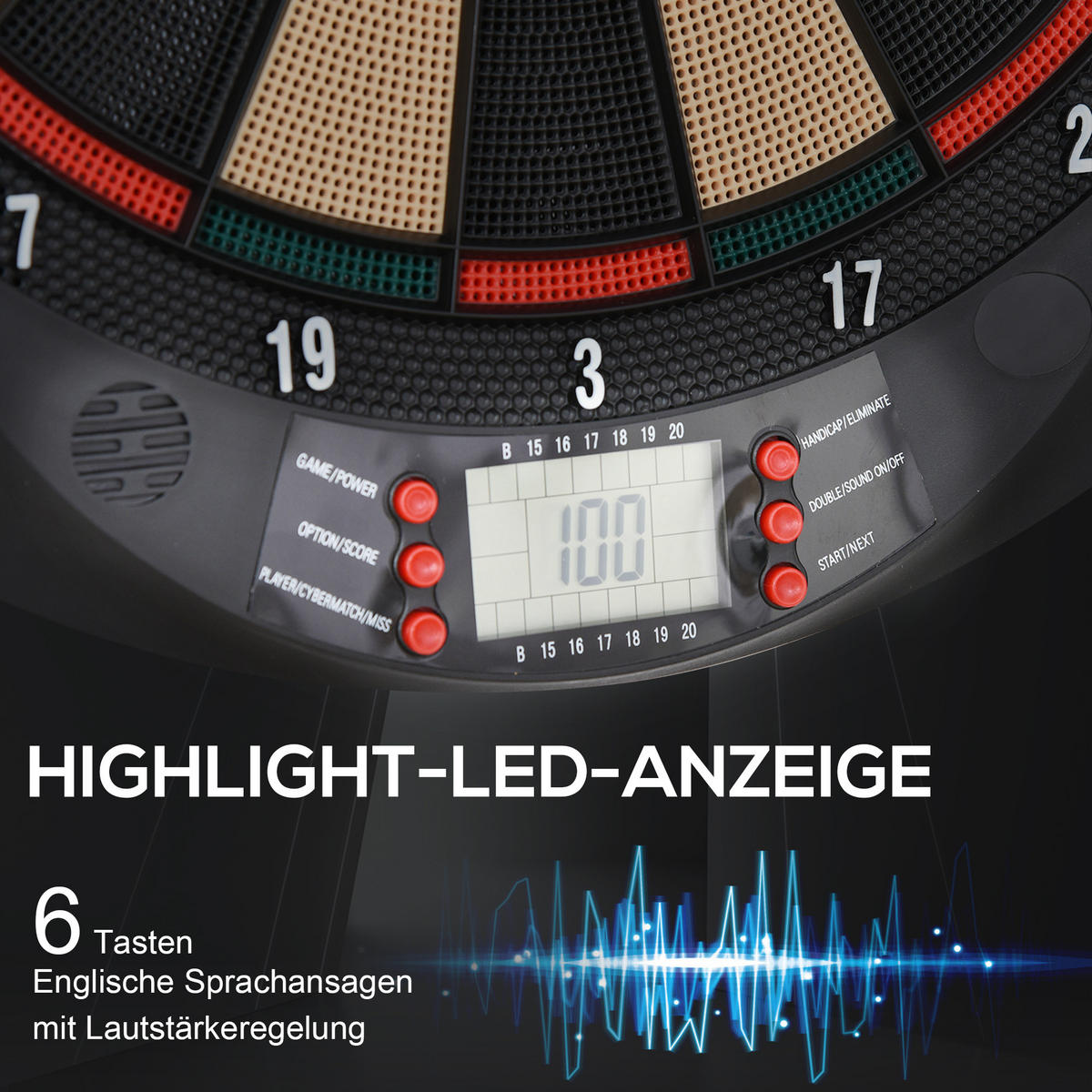 ELEKTRONISCHE Dartscheibe - Schwarz, Kunststoff (39.5/2.2/44cm) - HOMCOM