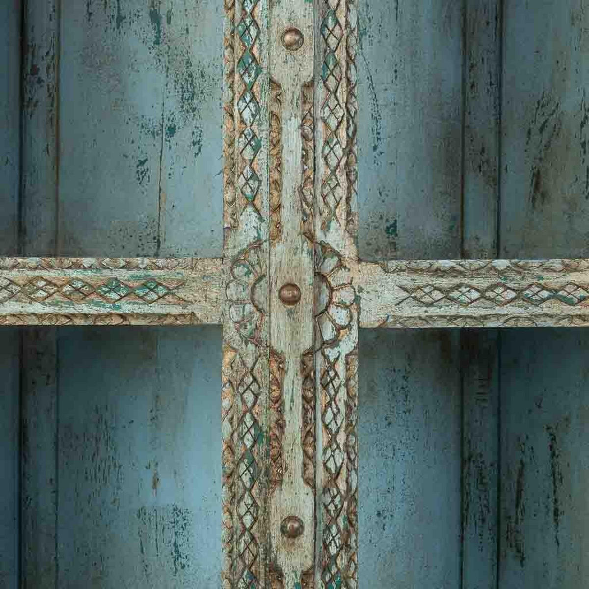 VITRINE aus Holz, blau, 89x40x190cm - Blau, Holz (89/190/40cm) - Wanderlust