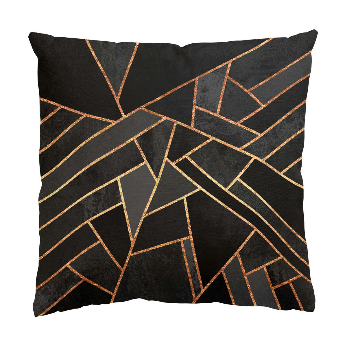 DEKOKISSEN 2er-Set Dreiecke Schwarz Türkis Gold Duo 40/40 cm - Schwarz, Textil (40/40cm) - Bilderwelten
