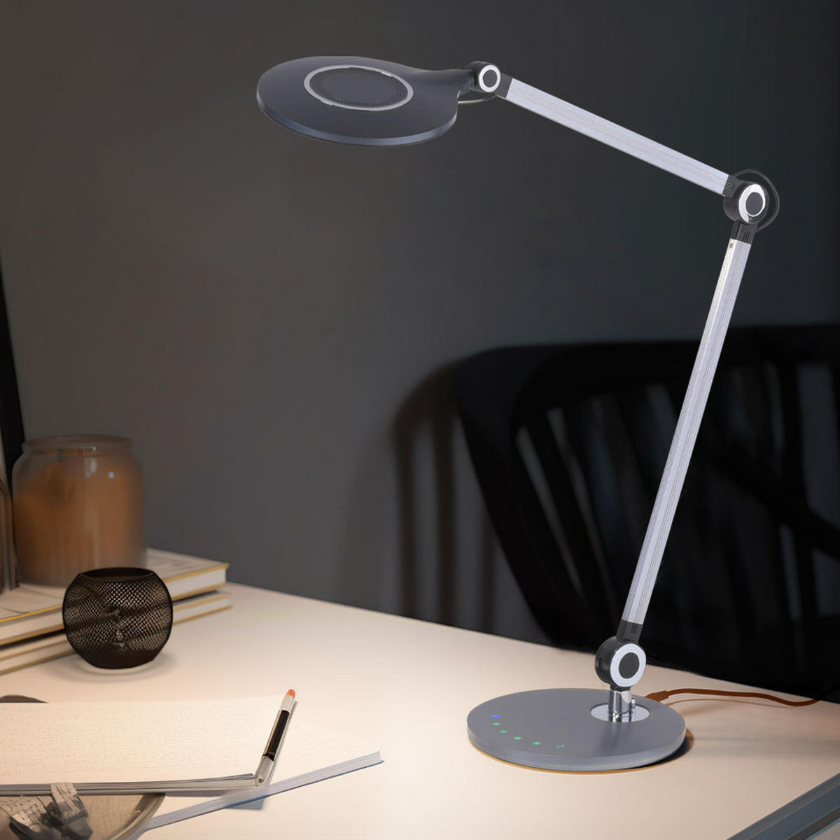 LED SCHREIBTISCHLEUCHTE Schwarz Metall - Schwarz, Metall (78/20/103cm)