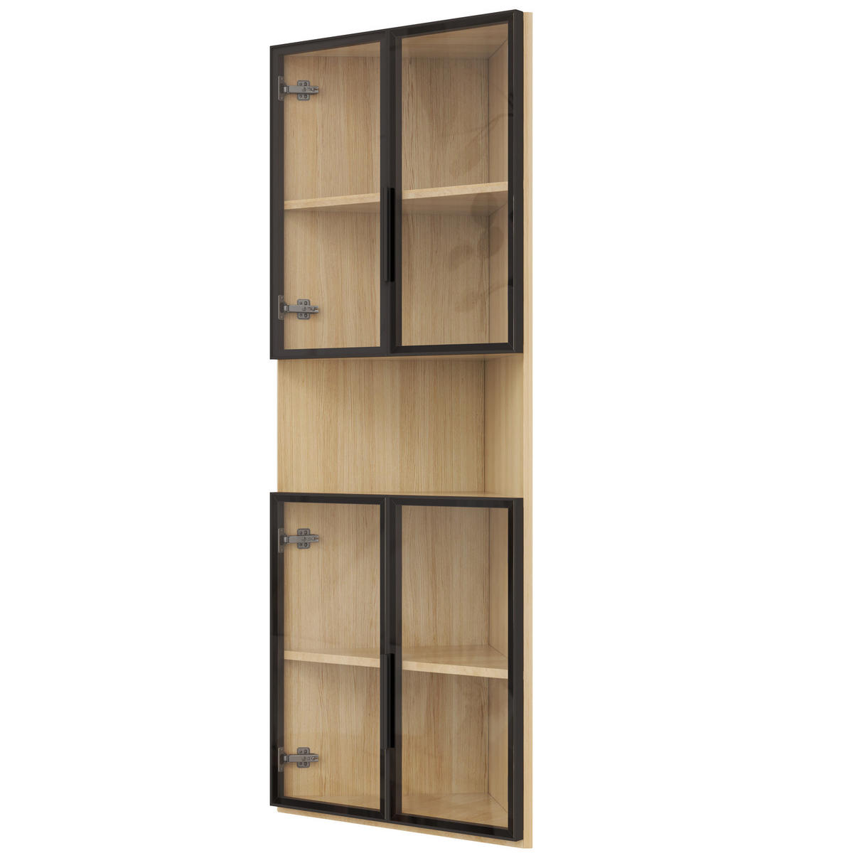 ROHOVÁ vitrína z MDF 62x32x160 cm dubová s LED osvětlením, tvrzeným sklem a tichým dovíráním - barva dubu, kompozitní dřevo (62/160/32cm) - Modfu