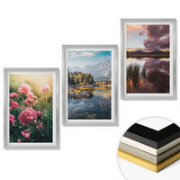 WANDBILDER 3er Set - 40x60 cm Silberner Rahmen - Blumengarten Berge Wasser - Silberfarben, Kunststoff (40/60cm) - ArtPrintCave