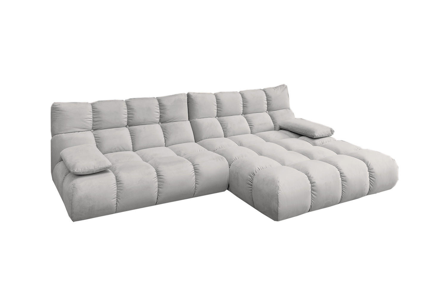 ECKSOFA VIVIEN Silber Velvet - Silberfarben/Schwarz, Kunststoff/Textil (290/178cm) - KAWOLA