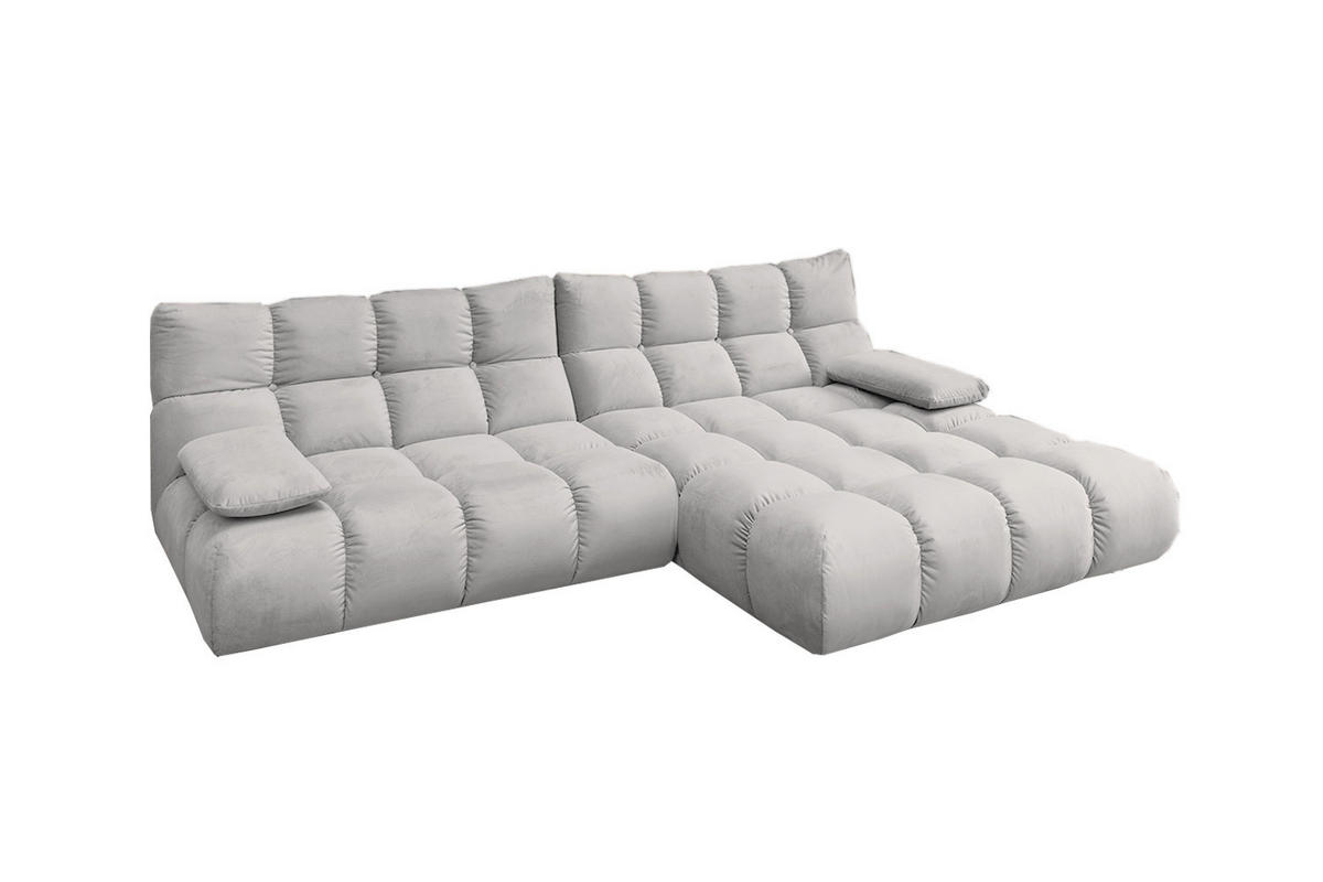 ECKSOFA VIVIEN Silber Velvet - Silberfarben/Schwarz, Kunststoff/Textil (290/178cm) - KAWOLA