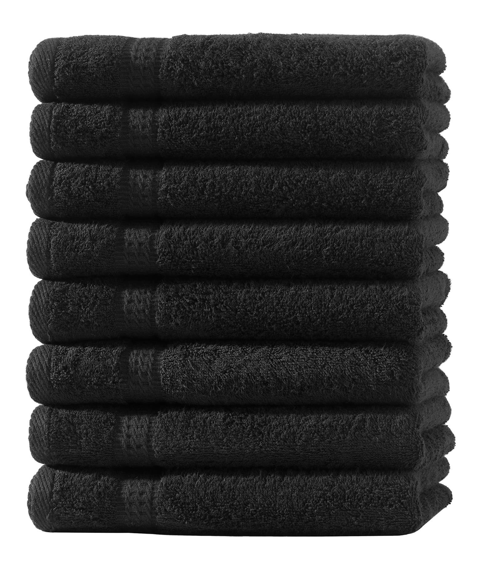 HANDTUCH 50x100 cm Frottier Handtücher im 8er Set aus 100% Baumwolle, Schwarz 500g/m2 - Schwarz, Textil (50/100cm) - Carpe Sonno