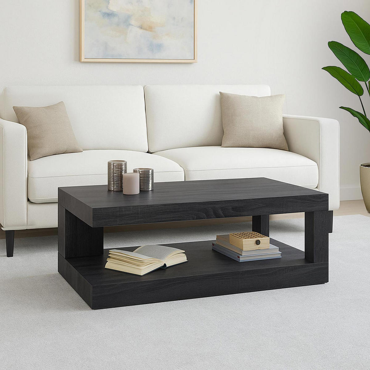 COUCHTISCH rechteck Eiche Schwarzbraun Dekor - Mooreichefarben, Holzwerkstoff (60/110/40cm) - MCW