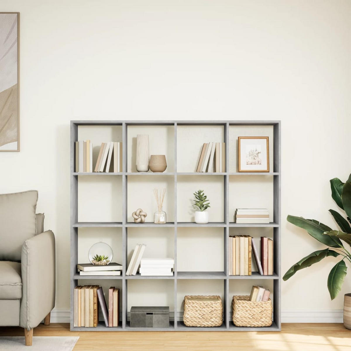 BÜCHERREGAL Betongrau 137,5/29/137,5 Cm Holzwerkstoff - Grau, Holzwerkstoff (29/137.5/137.5cm) - vidaXL