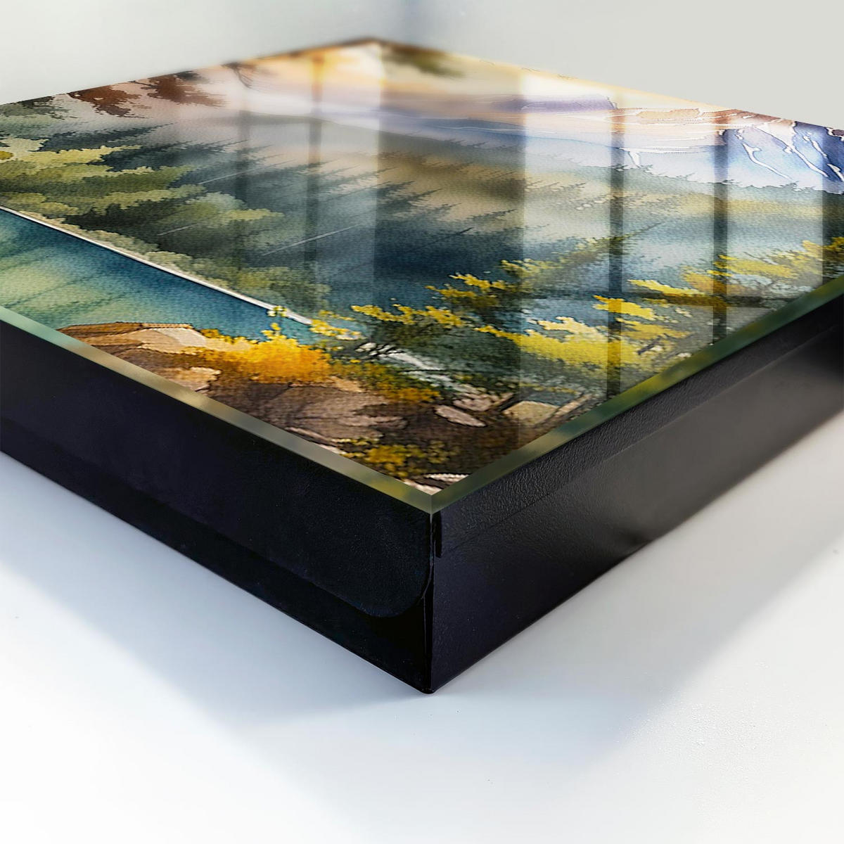 SCHLÜSSELBOX Schwarz 30x30 cm- Türöffnung nach rechts - Berglandschaft - Grün, Metall (30/30/5cm) - TULUP