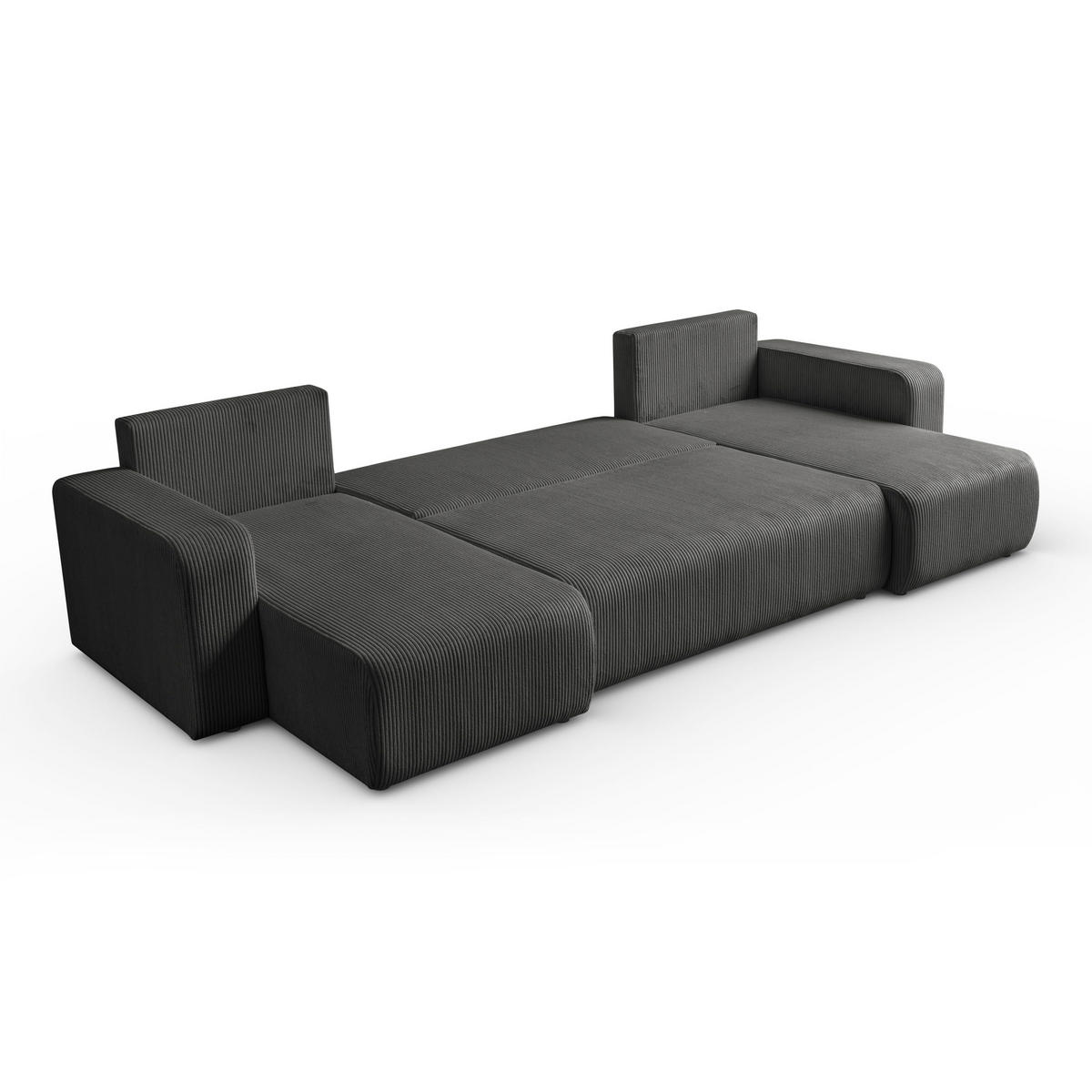 Ecksofa PRESTIGE U mit Schlaffunktion, Poso 34 - Dunkelgrau, Textil (317/83/143cm) - Lookway