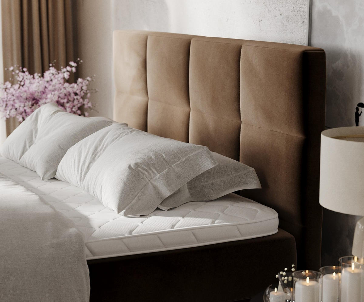 BOXBETT Velto 200/200 cm Braun im Kronos Stoff - Schwarz/Braun, Holz/Holzwerkstoff (200/200cm) - AltaBeds