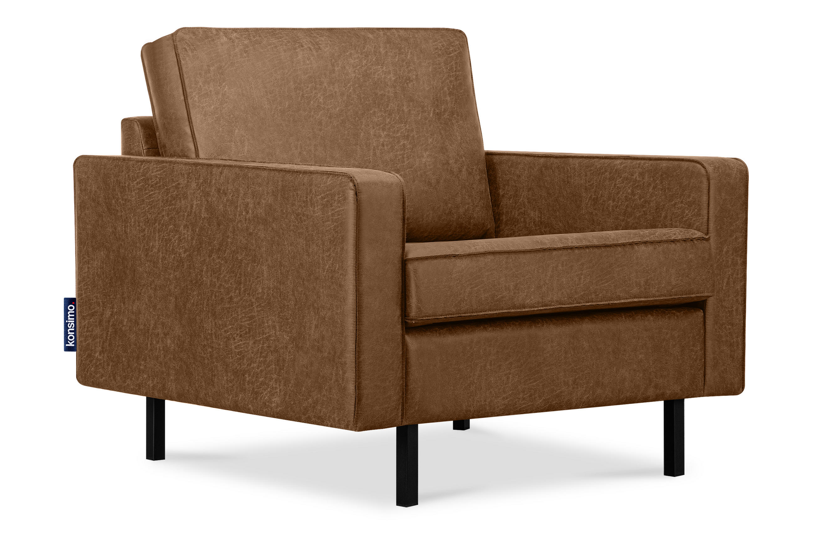 SESSEL INVIA mit Armlehnen auf hohen Metallbeinen vintage, Lederoptik-Stoff, Braun - Schwarz/Braun, Textil (98/87/98cm) - KONSIMO®