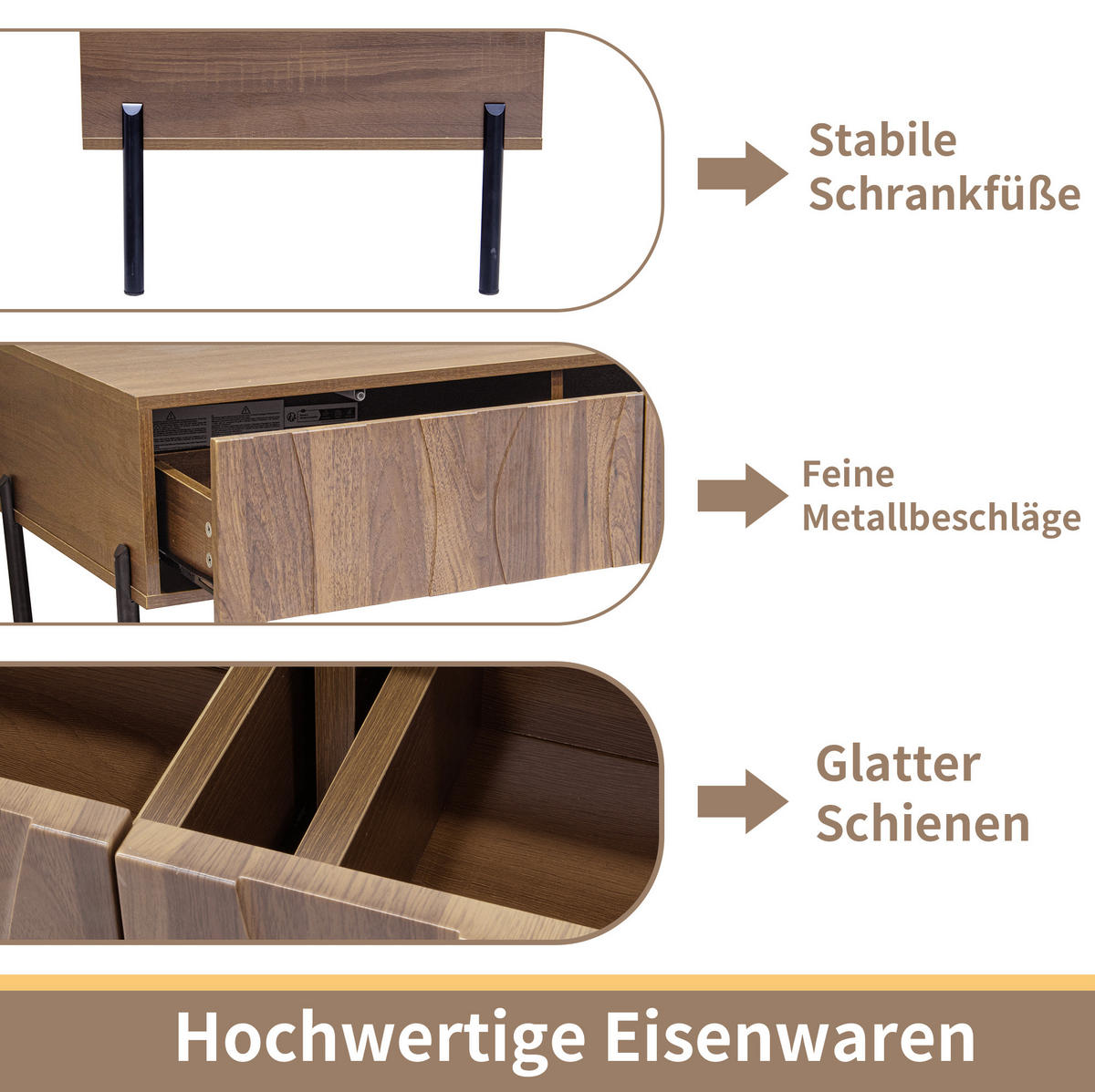 COUCHTISCH DE-116 Retro Walnut-coloured - Walnussfarben, Holzwerkstoff (55/105/41cm) - ComfortXL