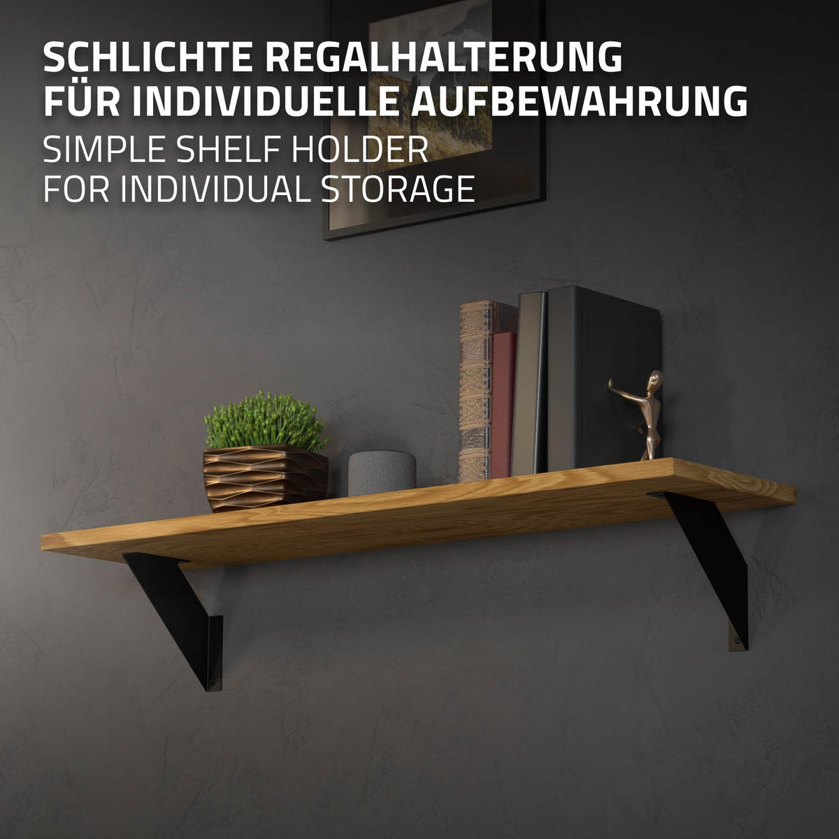 REGALHALTERUNG - Schwarz, Metall (20/3/20cm) - ML-DESIGN