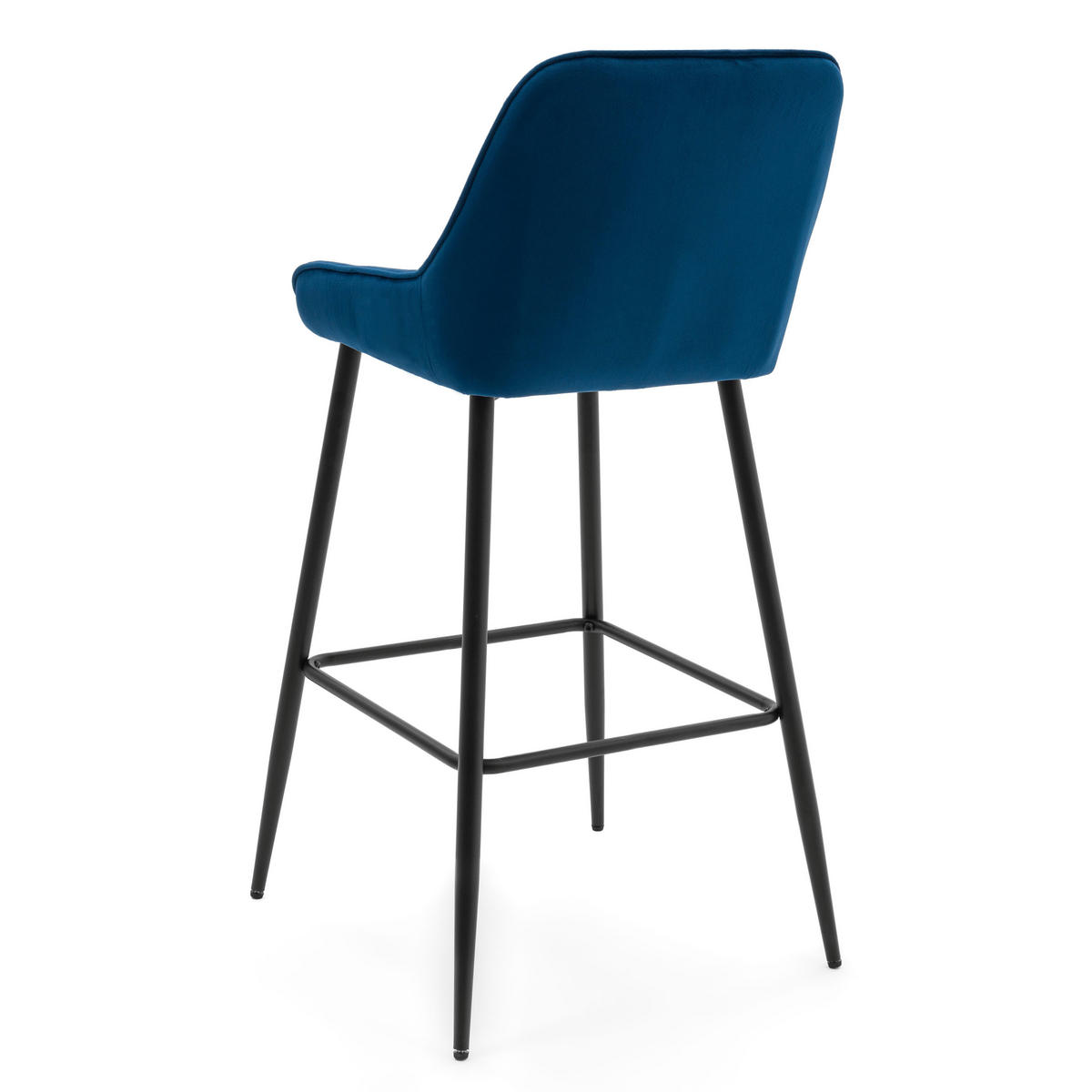 BARHOCKER VASTO gepolstert mit Steppung - dunkelblau - Samt Velours - Schwarz/Dunkelblau, Metall (50/95/55cm) - NEW HOME