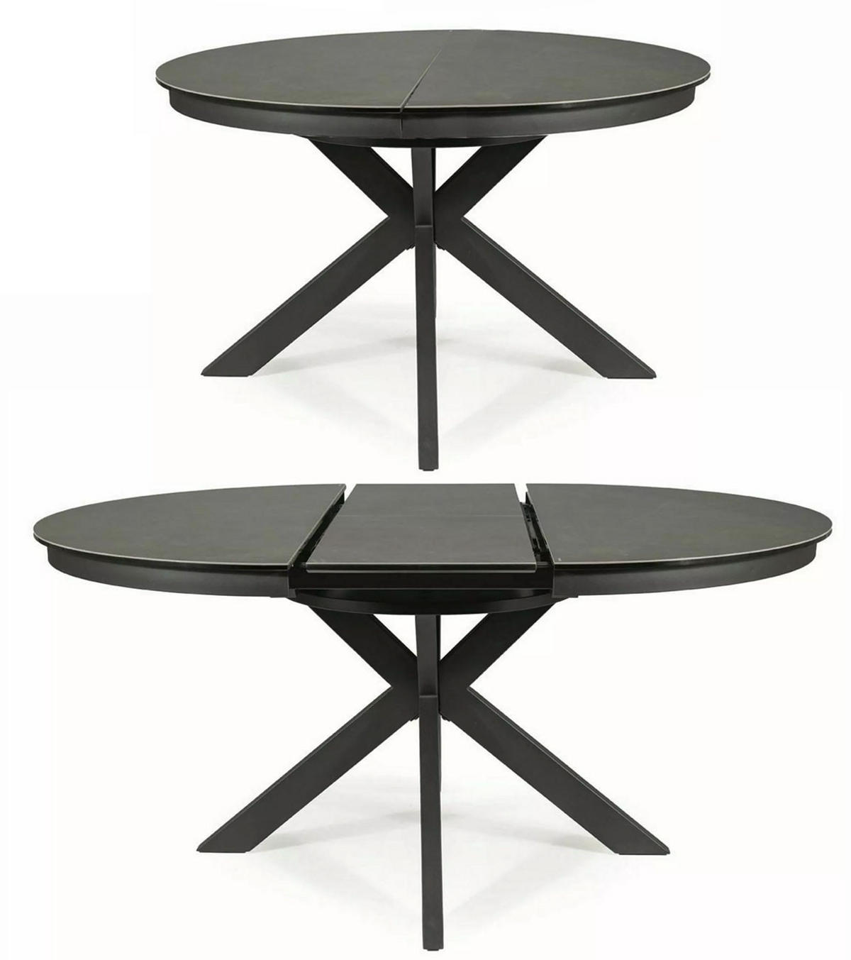 ESSTISCH Porto Corso grau / schwarz 120-160 / 120 / 76cm - Schwarz/Grau, Glas/Holz (90/160/76cm) - Feldmann-Wohnen