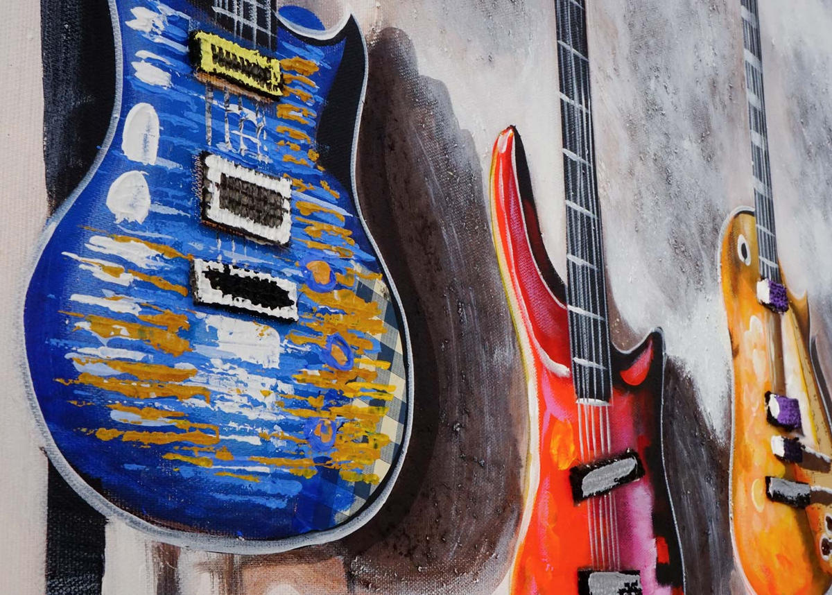 ÖLGEMÄLDE GITARREN HANDGEMALT Mehrfarbig - Multicolor, Textil (120/80cm) - MCW
